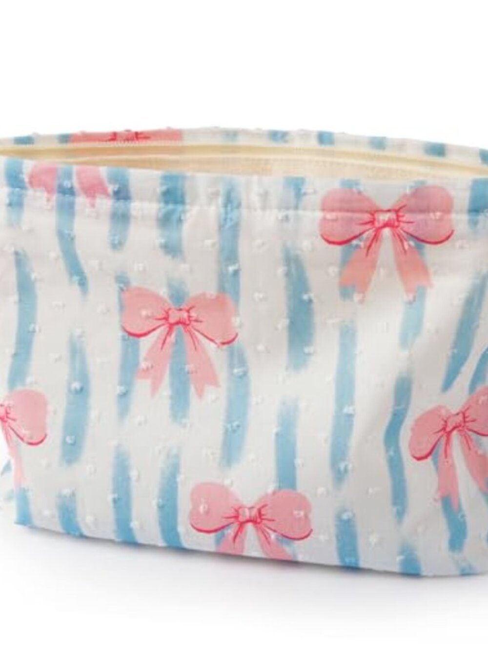 Large Canvas Cosmetic Bag Bow Zipper Toiletry Organizer Women